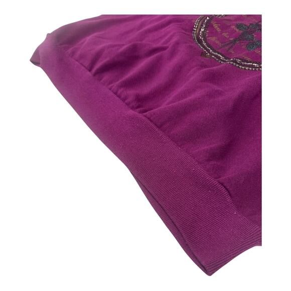 Vintage Gopher Sport Large Purple Floral French Scripts Turtleneck Sweatshirt - Picture 9 of 10